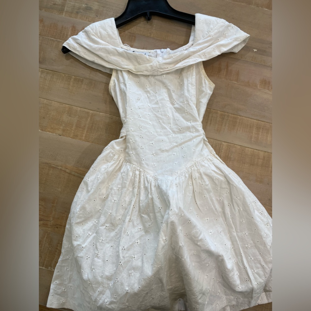 Amy Too! Girls eyelet off the shoulder puffer flower girl wedding dress